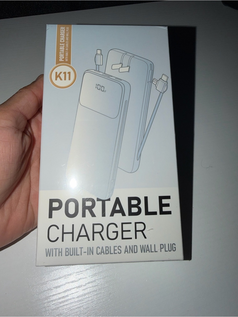 Amazon K11 Portable Charger - White and Gold Accent